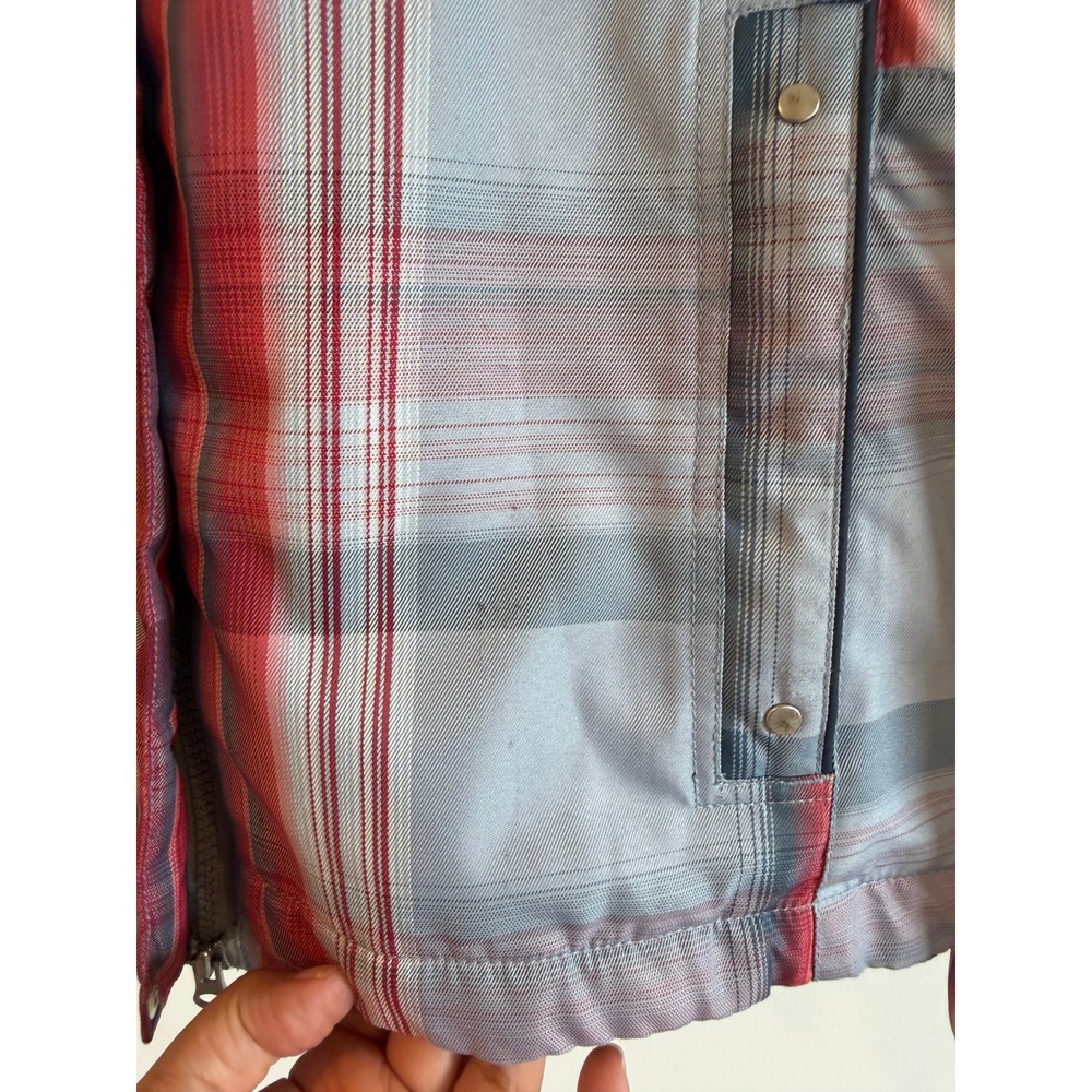 686 Acc Michael Akira West Womens Plaid Snowboard Jacket Red Grey Hooded Medium - Picture 7 of 12